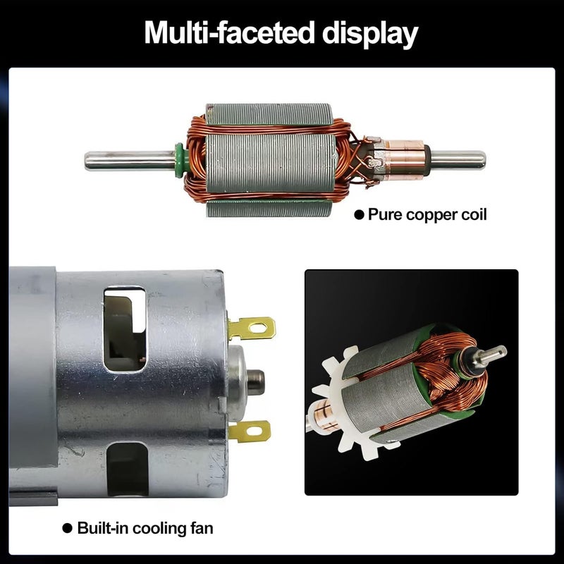 HUSETOO ‌12V 775 DC Motor - High Torque (Max 20000 RPM) Dual Ball Bearing, Built-in Cooling Fan for Power Wheels Upgrade 2pcs (Round Shaft, Includes Bracket-2Pack) - Image 5